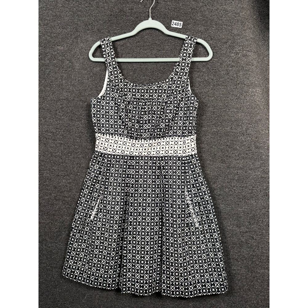 White House Black Market Black and White Patterned Midi Dress 6